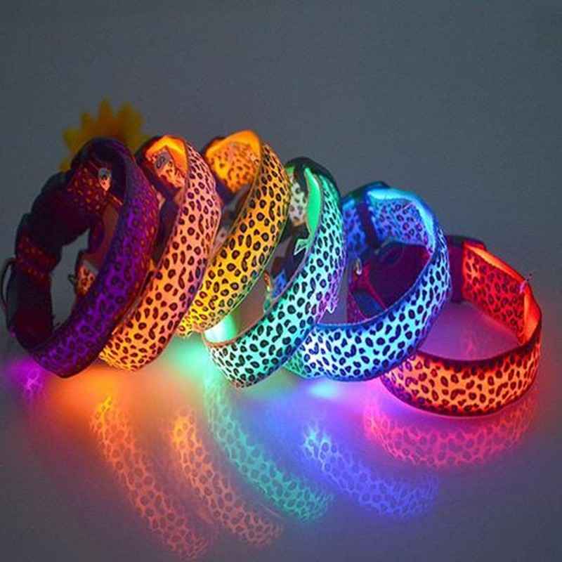 Adjustable Leopard LED Dog Collar for Nighttime Safety and Style - Travillure Pet Emporium