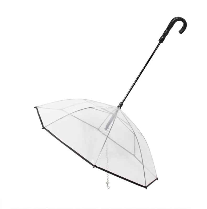 Transparent Dog Umbrella with Traction Chain for Optimal Pet Protection - Travillure Pet Emporium