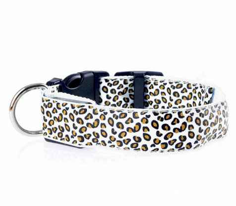 Adjustable Leopard LED Dog Collar for Nighttime Safety and Style - Travillure Pet Emporium