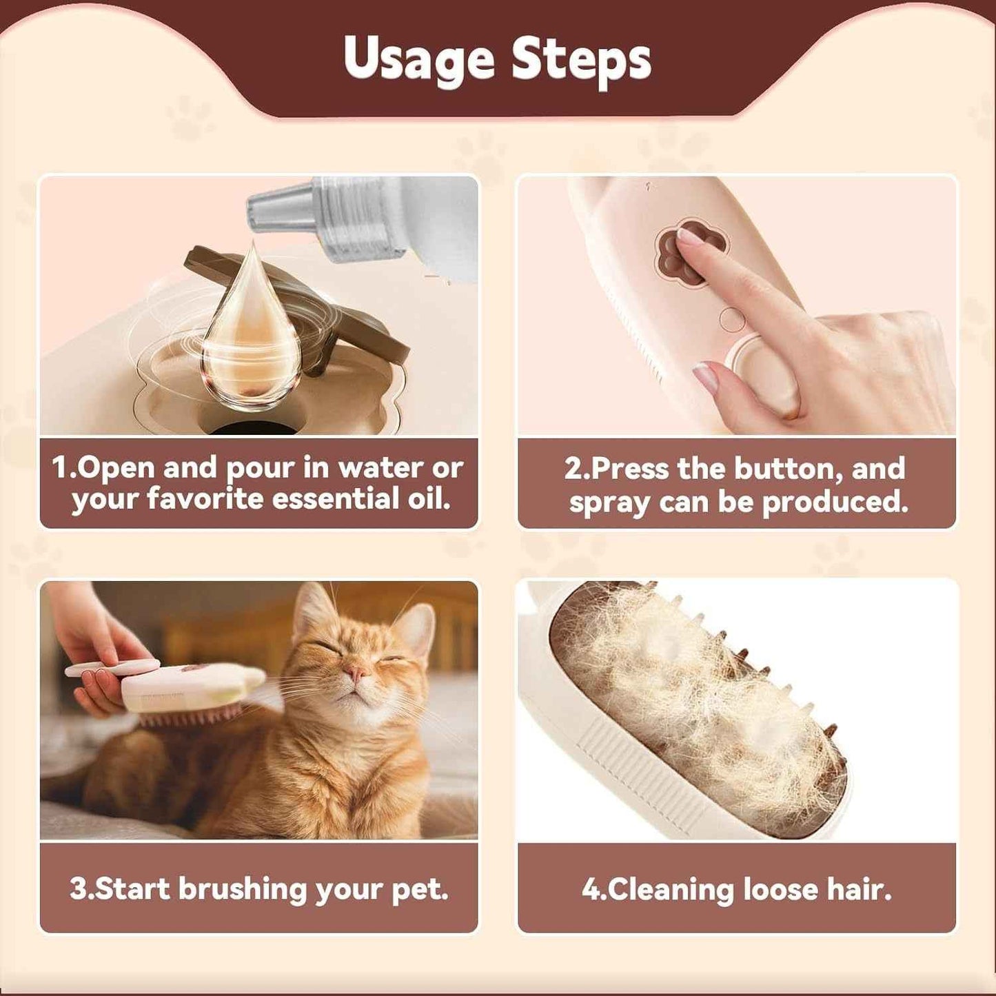 3-in-1 Pet Steam Brush for Shedding and Grooming - Travillure Pet Emporium