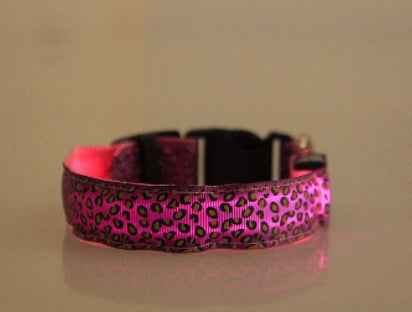 Adjustable Leopard LED Dog Collar for Nighttime Safety and Style - Travillure Pet Emporium