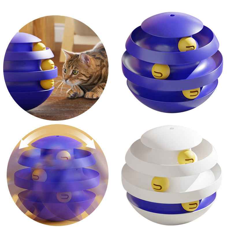 Interactive Cat Ball Tower - Engaging 3-Layer Turntable Toy for Active Play - Travillure Pet Emporium