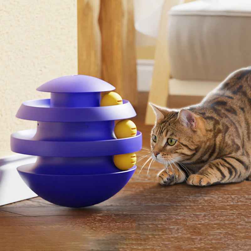 Interactive Cat Ball Tower - Engaging 3-Layer Turntable Toy for Active Play - Travillure Pet Emporium