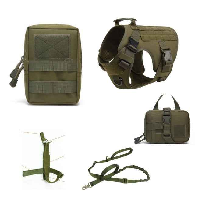 Tactical Dog Harness Set with Leash - Enhanced Control & Comfort - Travillure Pet Emporium