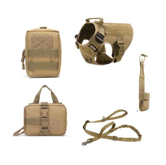 Tactical Dog Harness Set with Leash - Enhanced Control & Comfort - Travillure Pet Emporium