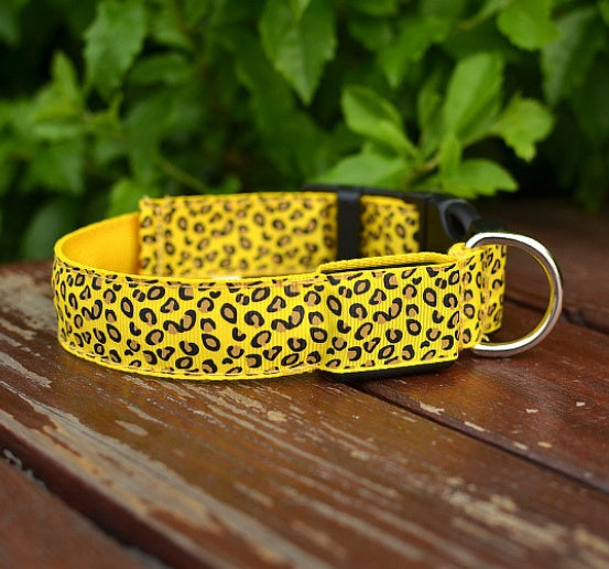 Adjustable Leopard LED Dog Collar