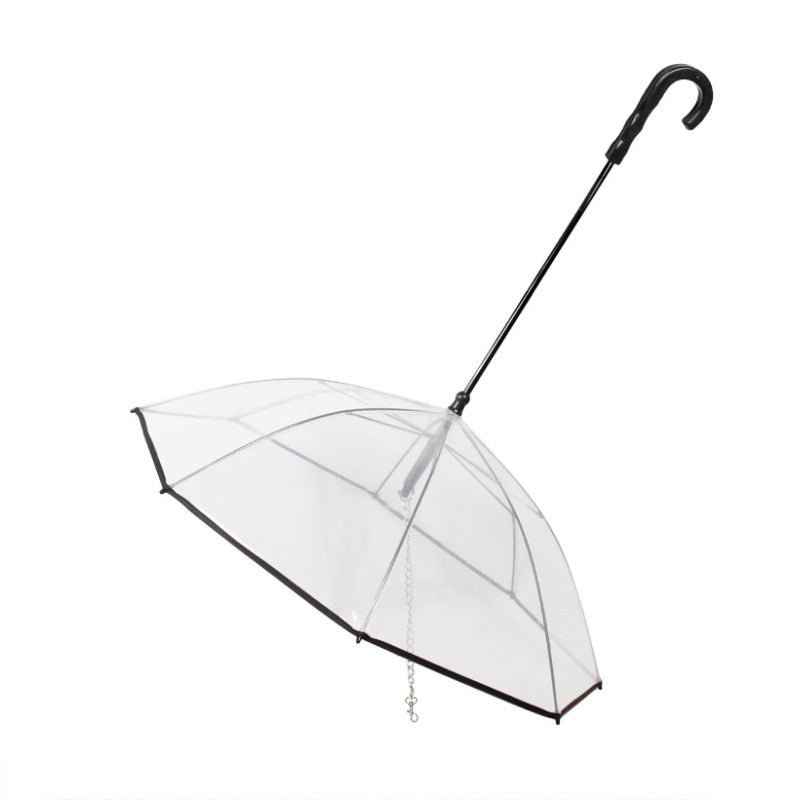 Dog's Transparent Umbrella With Traction Chain