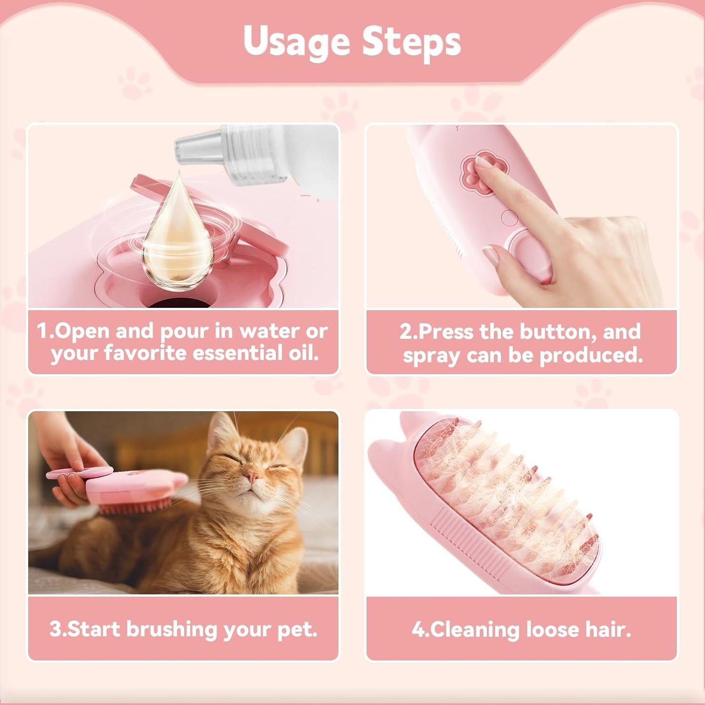 3-in-1 Pet Steam Brush for Shedding