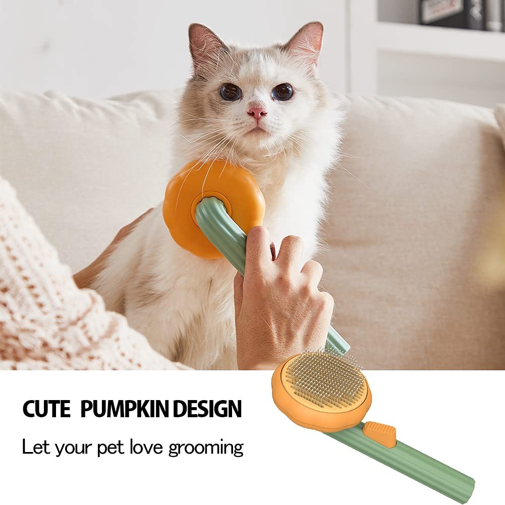 Pet Pumpkin Self-Cleaning Slicker Brush for Dogs