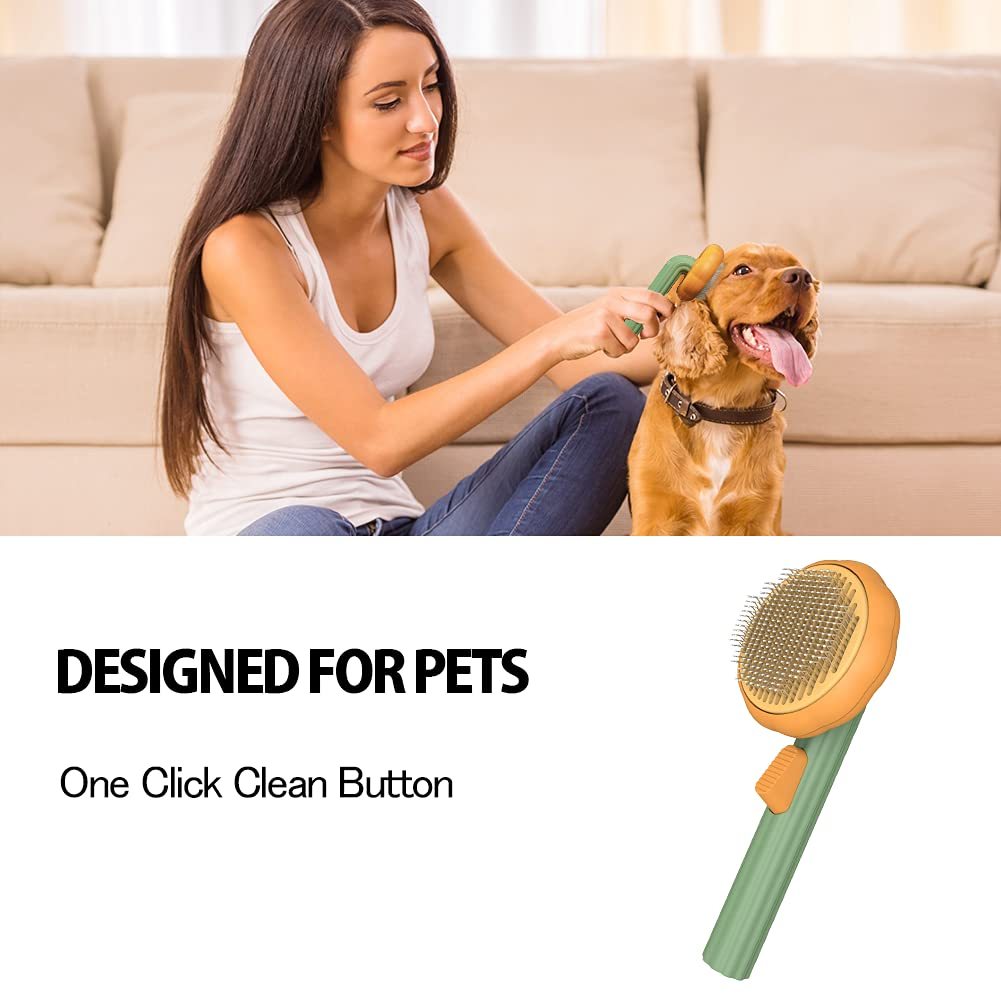 Pet Pumpkin Self-Cleaning Slicker Brush for Dogs