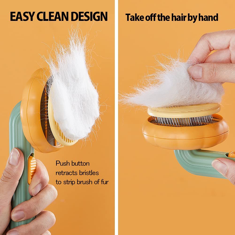 Pet Pumpkin Self-Cleaning Slicker Brush for Dogs