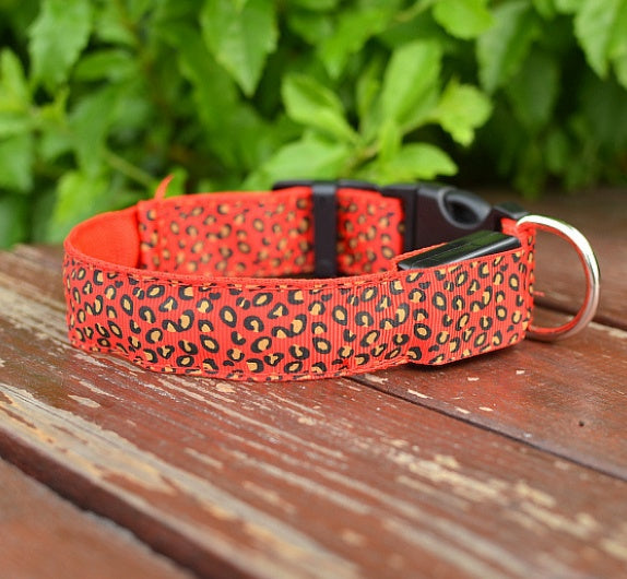 Adjustable Leopard LED Dog Collar