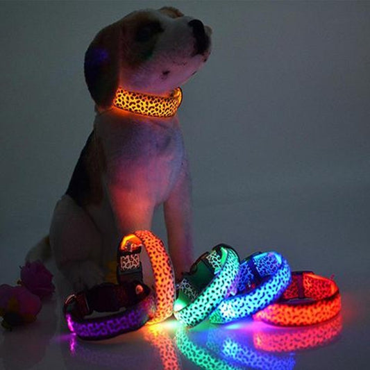 Adjustable Leopard LED Dog Collar