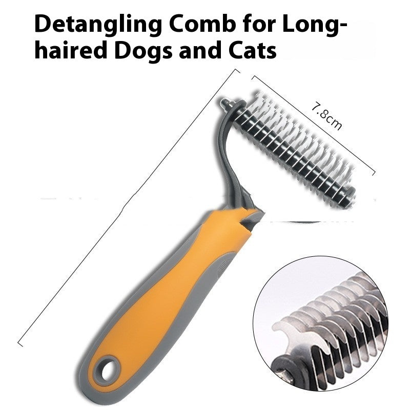 Double-Sided Pet Fur Knot Cutter & Grooming Brush