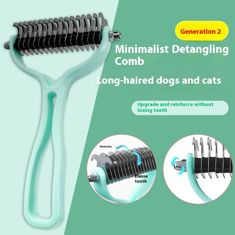 Double-Sided Pet Fur Knot Cutter & Grooming Brush