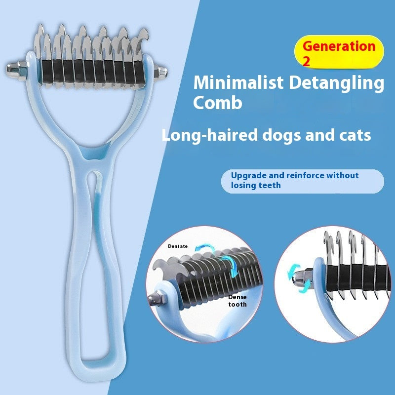 Double-Sided Pet Fur Knot Cutter & Grooming Brush