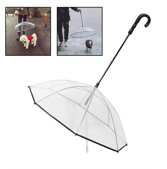 Dog's Transparent Umbrella With Traction Chain